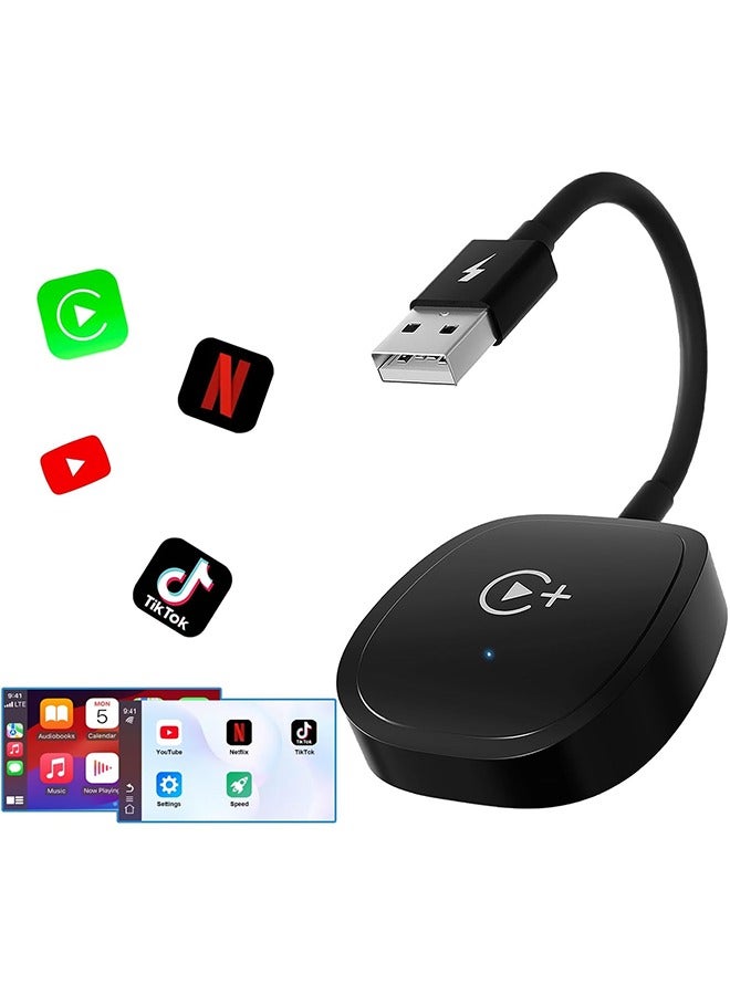 Generic Wireless CarPlay Adapter, CarPlay Wireless Adapter Supports Netflix, YouTube, and Tiktok Stream Media Play, for OEM Wired CarPlay to Wireless Dongle, Fits for Cars from 2016 & iOS 10+ Phone - Image 1