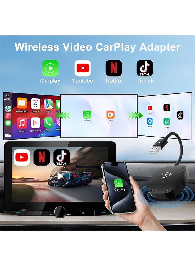 Generic Wireless CarPlay Adapter, CarPlay Wireless Adapter Supports Netflix, YouTube, and Tiktok Stream Media Play, for OEM Wired CarPlay to Wireless Dongle, Fits for Cars from 2016 & iOS 10+ Phone - Image 2
