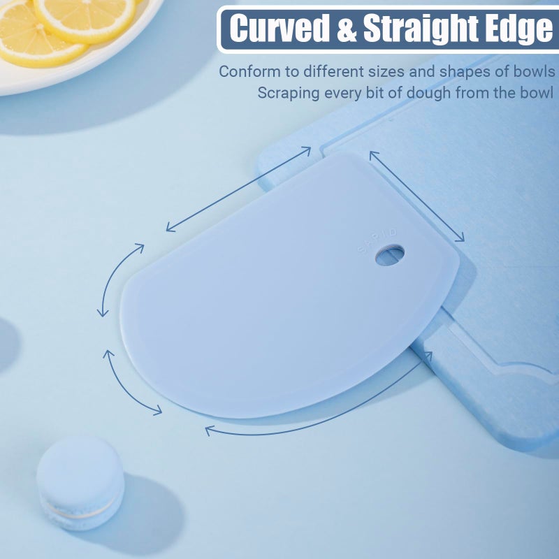 SAPID Silicone Dough Scraper with Stainless Steel Sheet, Curved Edge Flexible Bowl Scraper for Baking, Food Grade Silicone Bench Scraper for Sourdough Bread Basket, Set of 2, Blue & Mint Green, SAPID - Image 4