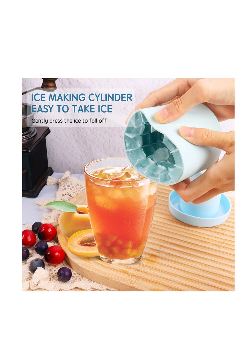 SYOSI Silicone Ice Cube Maker Cup, Cylinder Silicone Ice Cube Mold, Decompress Ice Lattice, Press-Type Easy-Release Ice Maker Tray, Suitable for Coffee, Juice, Water (Blue-Green) - Image 4