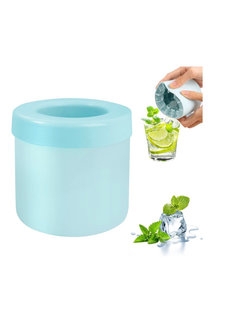 SYOSI Silicone Ice Cube Maker Cup, Cylinder Silicone Ice Cube Mold, Decompress Ice Lattice, Press-Type Easy-Release Ice Maker Tray, Suitable for Coffee, Juice, Water (Blue-Green) - Image 1