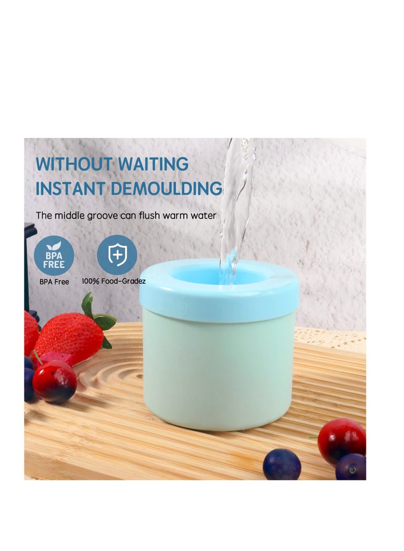 SYOSI Silicone Ice Cube Maker Cup, Cylinder Silicone Ice Cube Mold, Decompress Ice Lattice, Press-Type Easy-Release Ice Maker Tray, Suitable for Coffee, Juice, Water (Blue-Green) - Image 3