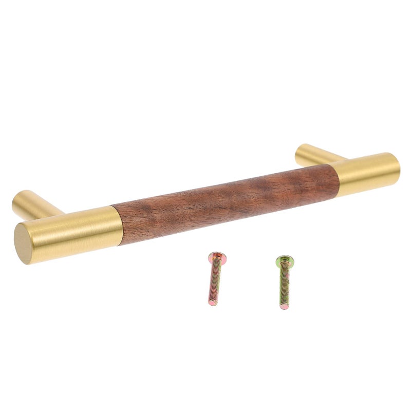 Solid Brass Cabinet Door Handles Walnut Finish Elegant Drawer Pulls for Furniture Kitchen - Image 2