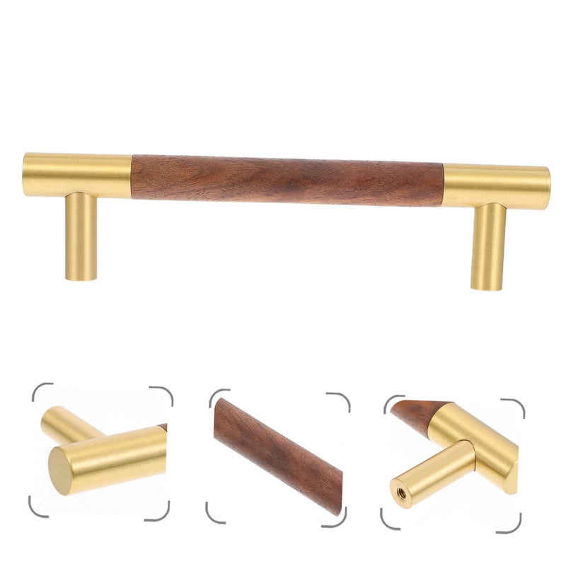Solid Brass Cabinet Door Handles Walnut Finish Elegant Drawer Pulls for Furniture Kitchen - Image 4