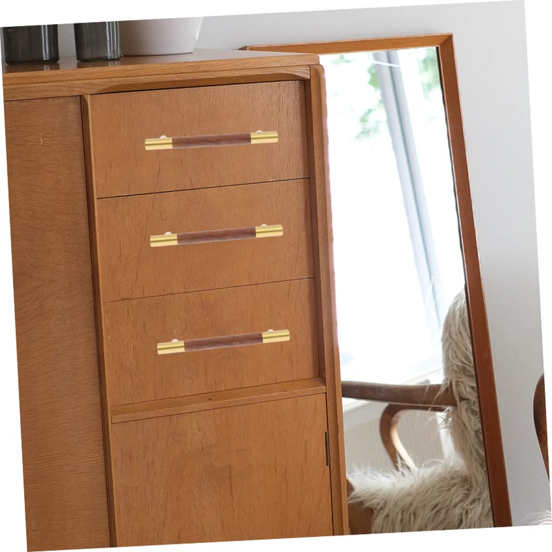 Solid Brass Cabinet Door Handles Walnut Finish Elegant Drawer Pulls for Furniture Kitchen - Image 5