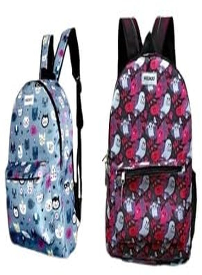 WECROO Stylish Trendy Casual College Backpacks, Designer School/College/Picnic Lightweight office Combo Backpack For Girls & Women (Grey,Pink) - Image 1