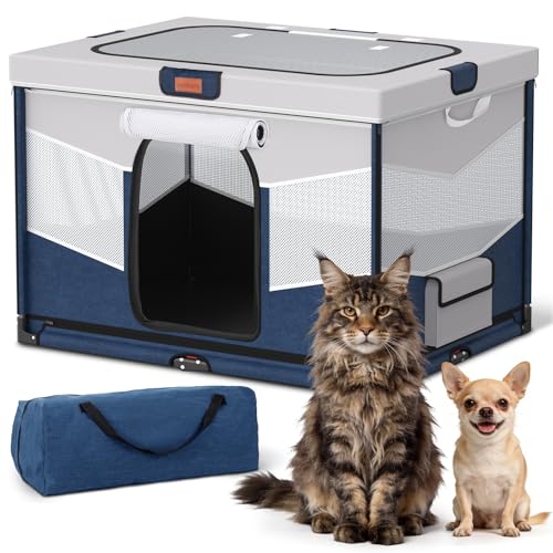 LOOBANI Foldable Dog Playpen for Small Dogs–Sturdy Puppy Playpen Indoor Outdoor with Full-Zip Washable Fabric Enclosure, 690D Waterproof Oxford Fabric, Portable Pet Crate with Carry Bag,32''x24''x22'' - Image 1