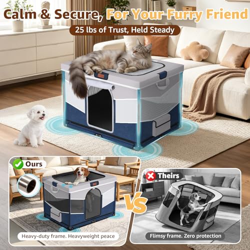 LOOBANI Foldable Dog Playpen for Small Dogs–Sturdy Puppy Playpen Indoor Outdoor with Full-Zip Washable Fabric Enclosure, 690D Waterproof Oxford Fabric, Portable Pet Crate with Carry Bag,32''x24''x22'' - Image 2