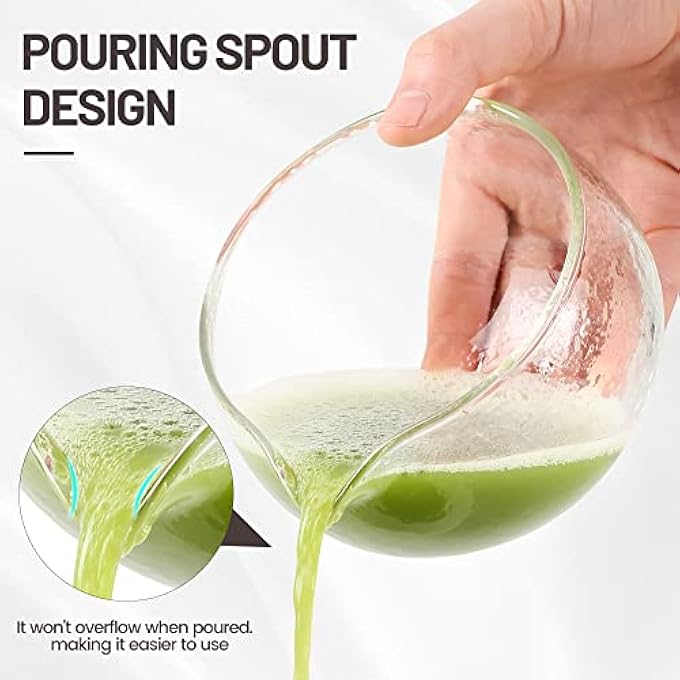 ZENRC Textured Glass Matcha Bowl With Pouring Spout  Handmade Japanese Style Matcha Green Tea Ceremony Chawan 400Ml 135 Oz Big Glass Salad Porridge Juice Bowl Cup - Image 3