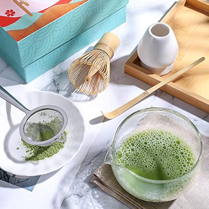 ZENRC Textured Glass Matcha Bowl With Pouring Spout  Handmade Japanese Style Matcha Green Tea Ceremony Chawan 400Ml 135 Oz Big Glass Salad Porridge Juice Bowl Cup - Image 5
