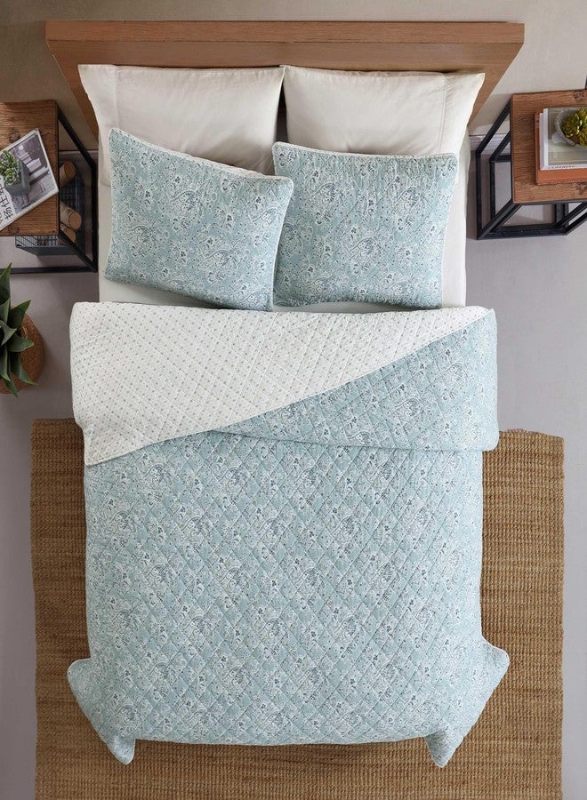 Wrangler - Queen Quilt Set, 100% Soft & Reversible Cotton, Yellowstone Inspired, 3 Piece Bed Set with Matching Pillowcases (Prairieland Paisley Blue) - Image 3
