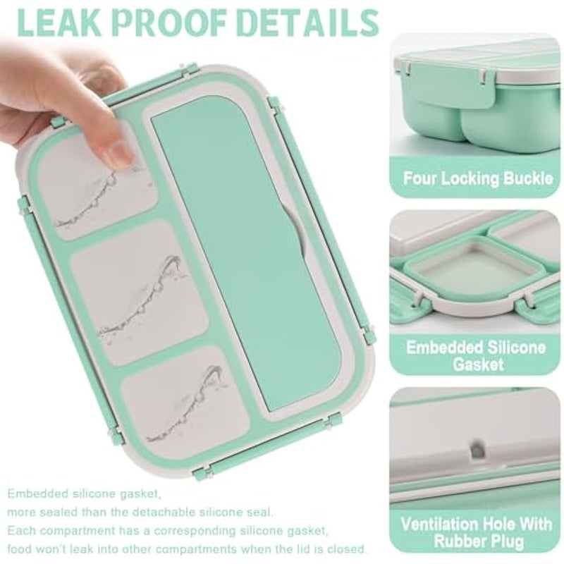 Bento Box Adult Lunch Box, Lunch Containers for Kids Girls Boys with 4 Compartments, Lunchable Food Container with Utensils, Sauce Jar, Muffin Liners, 40 Oz/5 Cup, Seafoam Green - Image 4