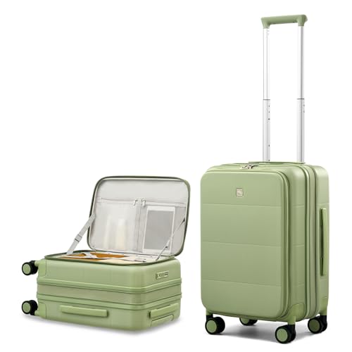 Hanke Hardside Expandable Carry On Luggage 20 Inch Top Opening Trunk Luggages with Spinner Wheels AllPC Hard Shell CarryOn Suitcase Lightweight TSA Airline Approved Bamboo Green 46L - Image 1