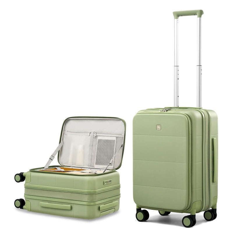 Hanke Hardside Expandable Carry On Luggage 20 Inch Top Opening Trunk Luggages with Spinner Wheels AllPC Hard Shell CarryOn Suitcase Lightweight TSA Airline Approved Bamboo Green 46L - Image 2