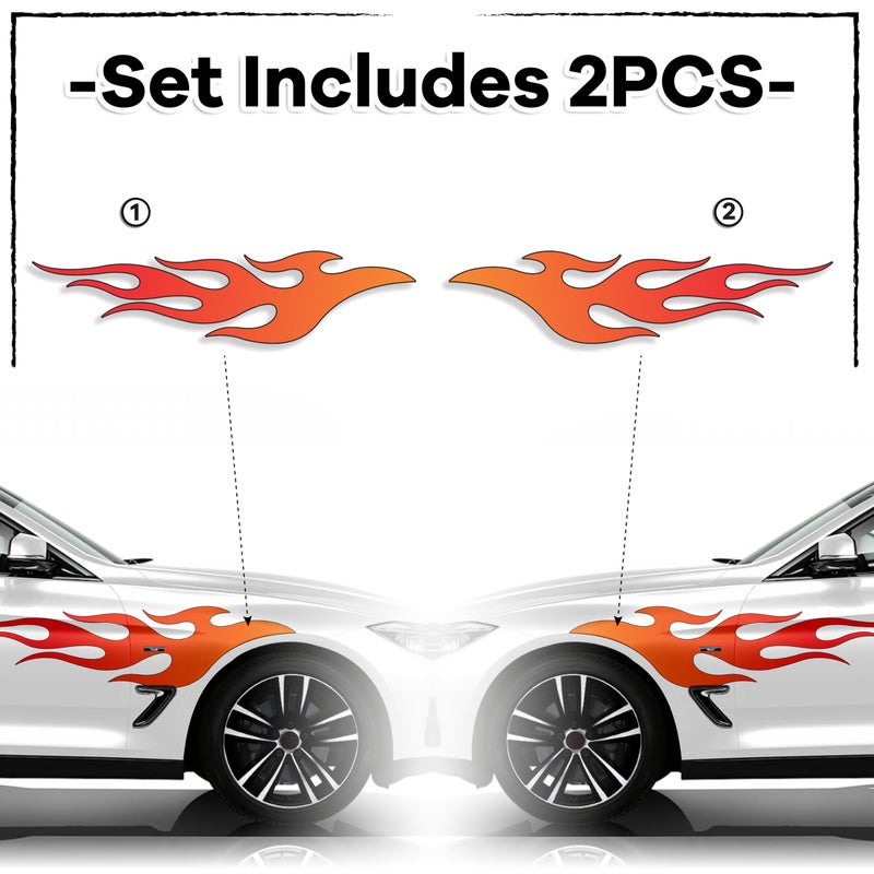 TracyArt Flame Decals for Cars, Fire Stickers - Flame Decals, Compatible with Sedan, SUV, Pickup Truck, Decoration, 2pcs 12" x 50" - Image 3