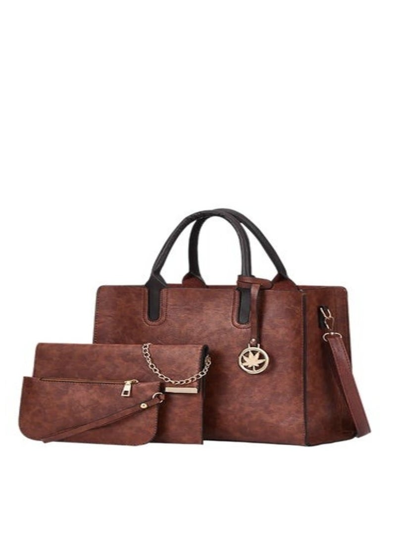 ALAS EV TEKSTIL طقم حقائب بتصميم كلاسيكي باللون البني مكون من 3 قطع - Image 1
