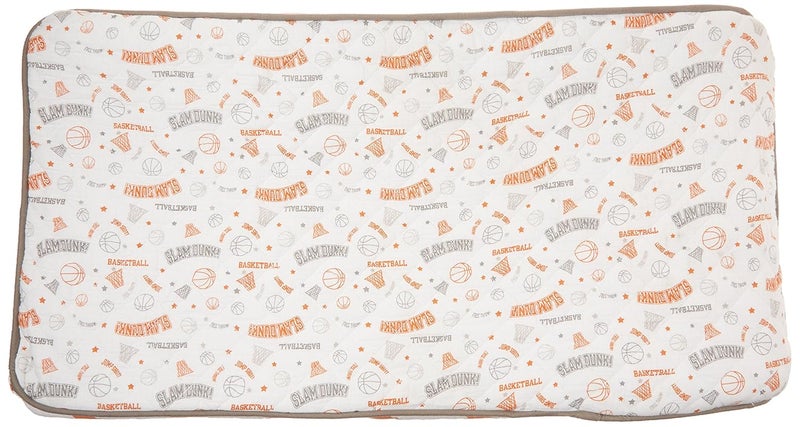 Bacati Basketball OrangeGrey Muslin Quilted Changing Pad Cover - Image 2