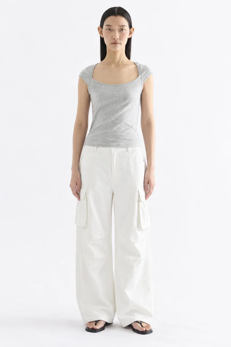 The Editor's Market Carlo Mid-Rise Straight Leg Cargo Jeans - White