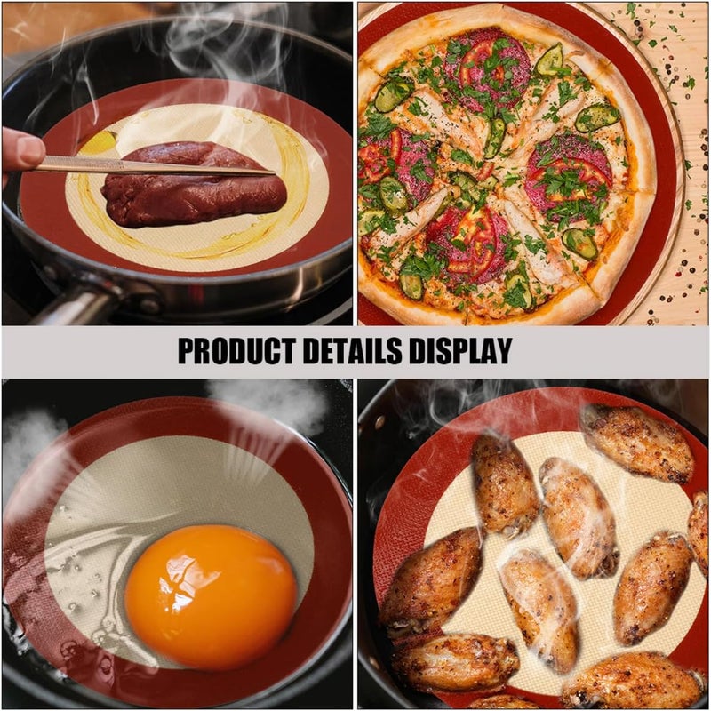 Silicone Baking Mats Set of 3 8-inch Non-stick round Silicone Baking Pads Heat Resistant Oven and Fryer Liners for Pizza Pastry - Image 5