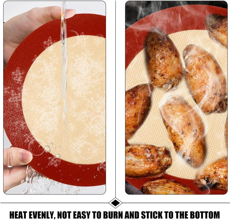 Silicone Baking Mats Set of 3 8-inch Non-stick round Silicone Baking Pads Heat Resistant Oven and Fryer Liners for Pizza Pastry - Image 3
