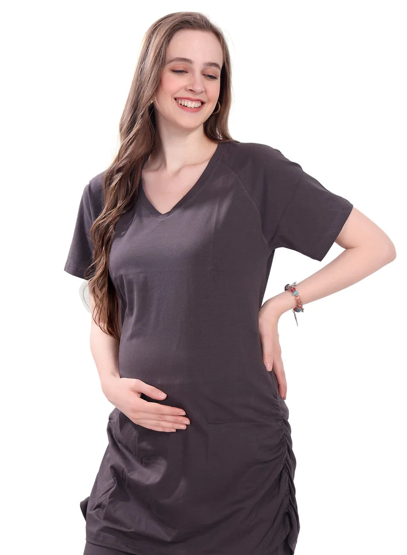 Tummy  TUMMY Pack of 2 Grey and Green Maternity T-shirt for Women | Best Price UAE