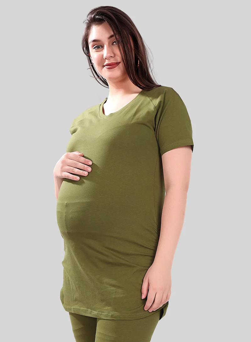 Tummy  TUMMY Pack of 2 Grey and Green Maternity T-shirt for Women | Best Price UAE