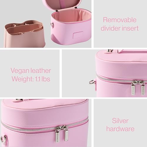 ETOILE - Oval Toiletry Case Lavender Pink - Travel Makeup Bag Organizer with Shoulder Strap and Removable Divider - Image 2