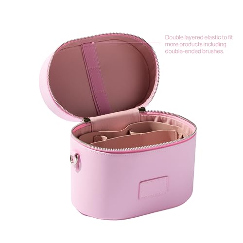 ETOILE - Oval Toiletry Case Lavender Pink - Travel Makeup Bag Organizer with Shoulder Strap and Removable Divider - Image 4