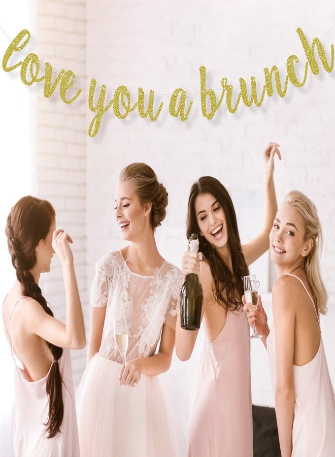 FOZEE Love You A Brunch Banner, Brunch Bridal Shower Engagement Birthday Party Decorations, Brunch Party Bunting Ornament, Pre-Strung, Dessert Table Sign, Black Glitter (Gold Glitter) - Image 2
