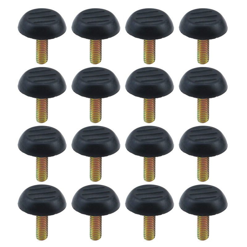 Antrader 16Pack Antrader Home Metal Adjustable M6 x 18mm Threaded Stem Furniture Table Desk Glide Leg Leveler Leveling Foot Adjuster Pad 23mm Base Diameter