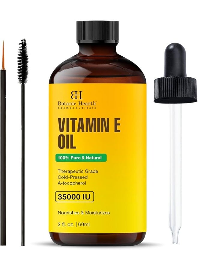 بوتانيك هيرث زيت فيتامين ايه نقي وطبيعي 100 بالمئة 35000 اي يو زيت للشعر والجسم مع فرشاة للحواجب والرموش 2 أونصة سائلة - Image 1