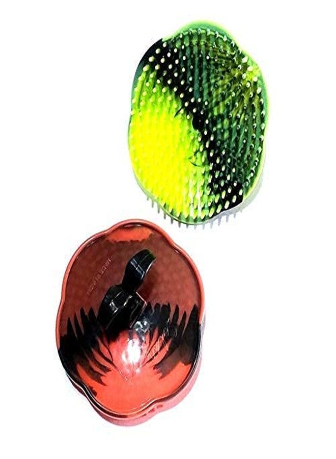 Nawani Portable Pocket Hair Comb Set of Fingers Small Round Hair Brush Shampoo Brush Scalp Massage Comb (Pack of 2) Size 8/5 cm, Multicolour - Image 1