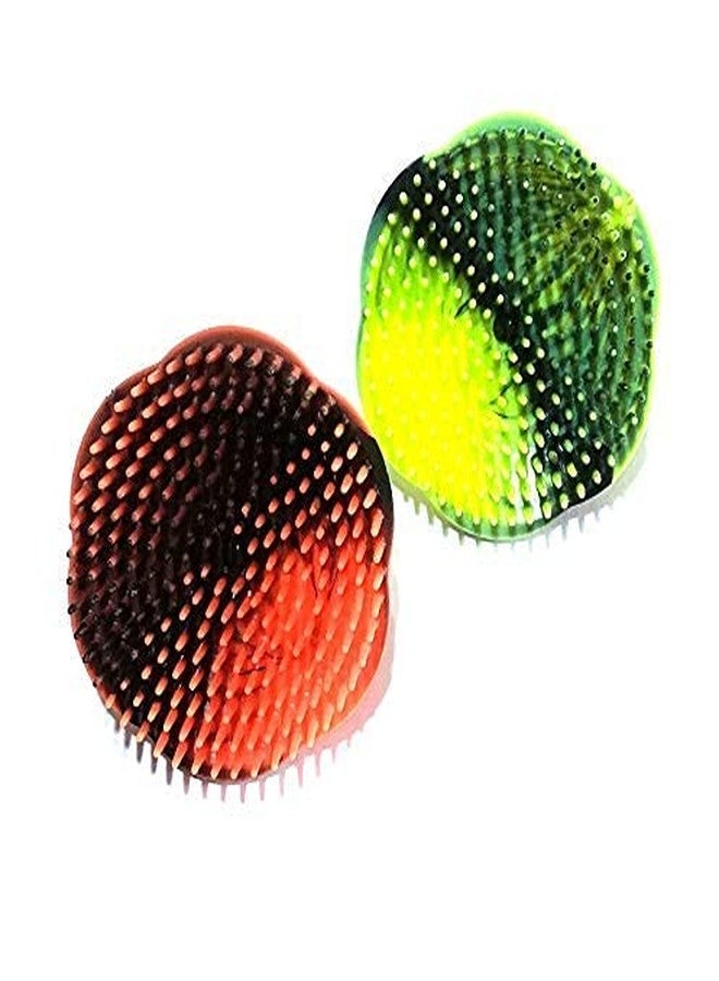 Nawani Portable Pocket Hair Comb Set of Fingers Small Round Hair Brush Shampoo Brush Scalp Massage Comb (Pack of 2) Size 8/5 cm, Multicolour - Image 2