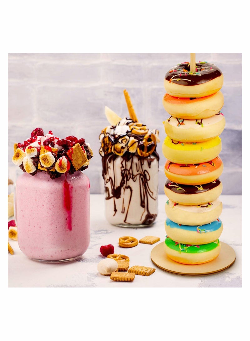 SYOSI Wood Donut Stands 5 Pieces Detachable Donut Holder Reusable Donut Display Stand for Wedding Birthday Party Supplies (Round Style)  - Image 2