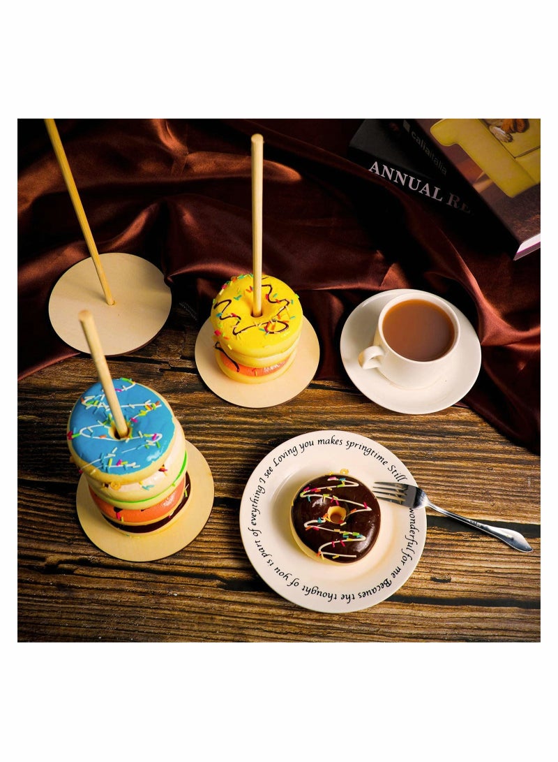 SYOSI Wood Donut Stands 5 Pieces Detachable Donut Holder Reusable Donut Display Stand for Wedding Birthday Party Supplies (Round Style)  - Image 3