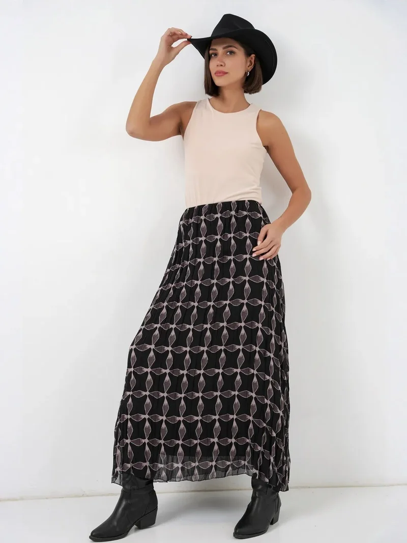 بيغ دارت BDART High Waist Geometric Print Maxi Skirt