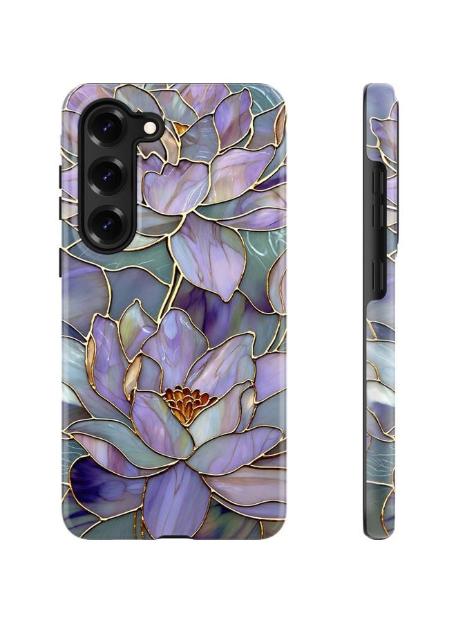 Esdot for Samsung Galaxy S23 Plus Case - Wireless Charging Compatible – Dual-Layer Soft Silicone + Hard Shell - Wildflower Design - Protective Phone Cover for Women Girls - Abstract Lotus - Image 1