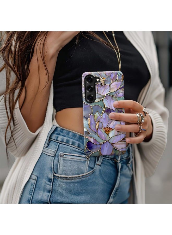 Esdot for Samsung Galaxy S23 Plus Case - Wireless Charging Compatible – Dual-Layer Soft Silicone + Hard Shell - Wildflower Design - Protective Phone Cover for Women Girls - Abstract Lotus - Image 4