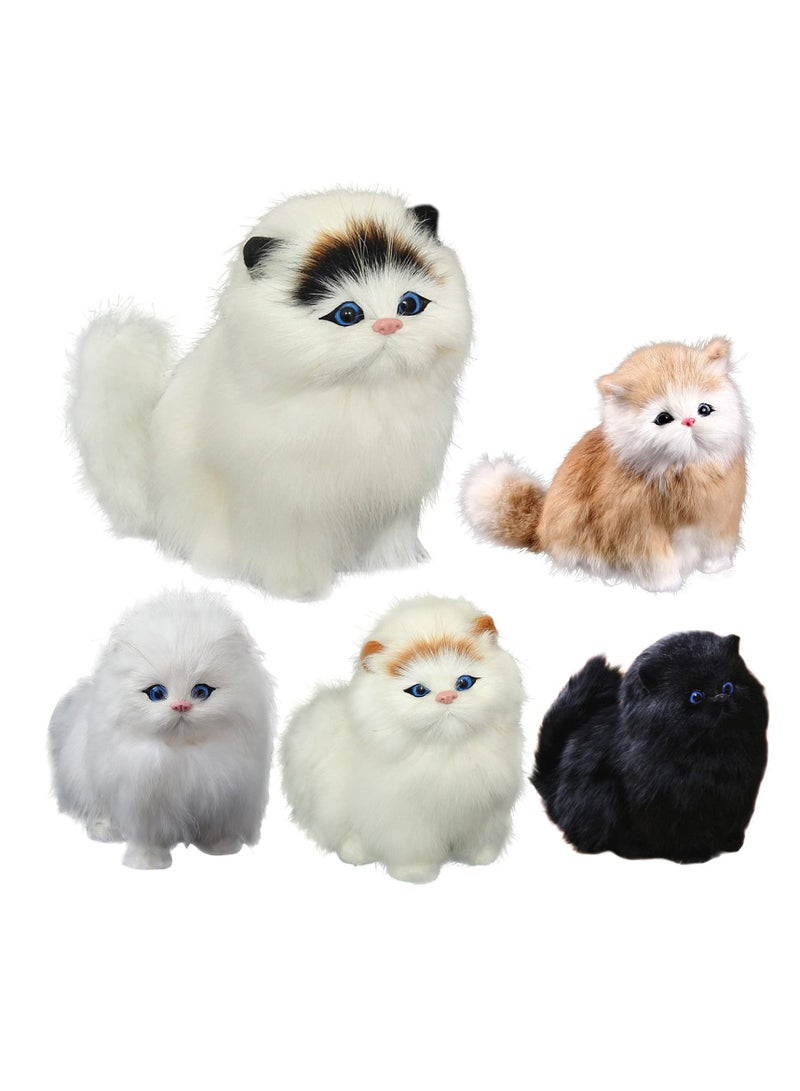 SYOSI Stuffed Animals, Realistic Small Cat Cute Plush Toys Birthday for Kids Gifts for Boys and Girls Brown Yellow - Image 4