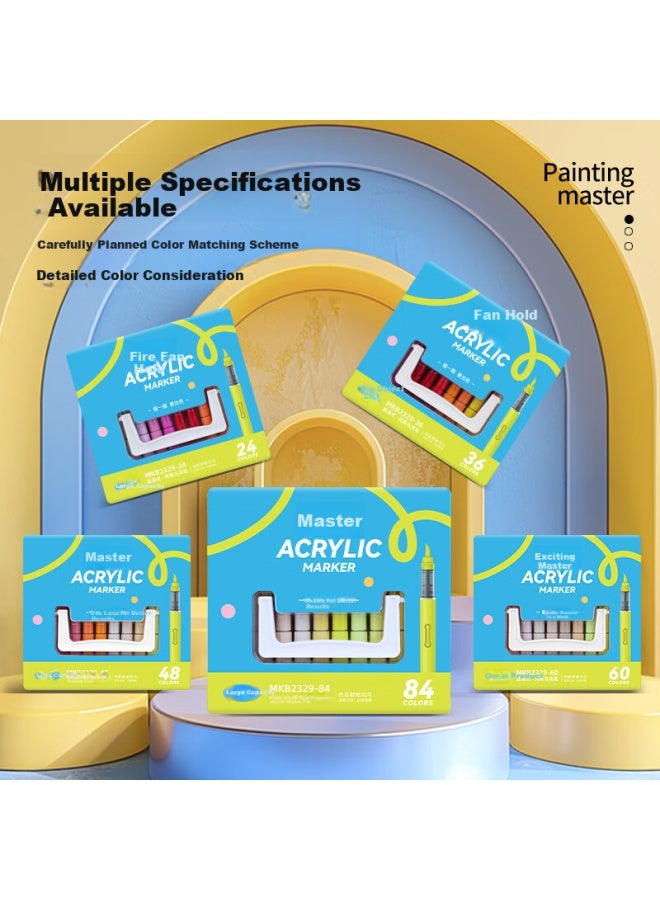 جراسب Grasp Direct Liquid Acrylic Marker 24 ألوان قلم فني خاص لطلاب الفن ألوان غير شفافة قابلة للتكديس قلم ألوان مائية للأطفال مرحلة التعليم الابتدائي رياض الأطفال لا تحتاج للضغط - Image 4