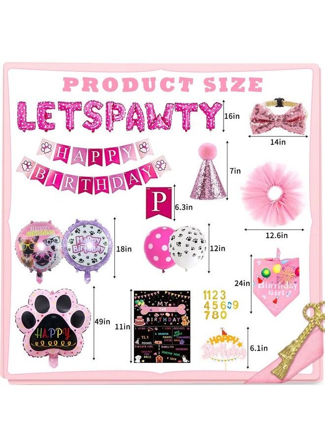 Bluegogo Dog Birthday Party Supplies Decorations Cute Dog Birthday Bandanas Girl With Lets Pawty Banner Dog Birthday Cake Toppers Hat Pink Bowtie Dog Tutu Skirt Paw Balloons For Dog Party Decorations  - Image 5