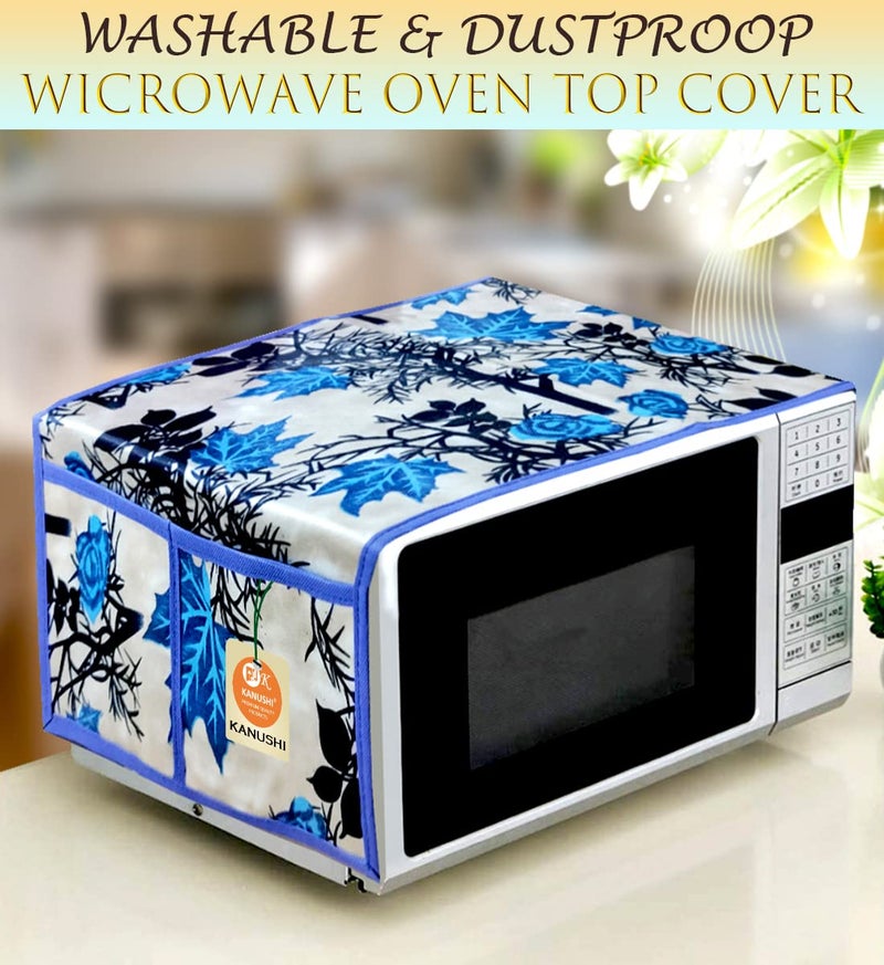 KANUSHI Industries® Microwave/Oven Top Cover with 4 Utility Pockets (VAR1-MICRO-BLUE-SHUB-01) - Image 2
