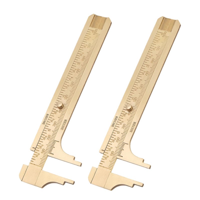 Brass Pocket Caliper Dual Scale Vernier Ruler Manual Measuring Tool for Jewelry Craft - Image 2