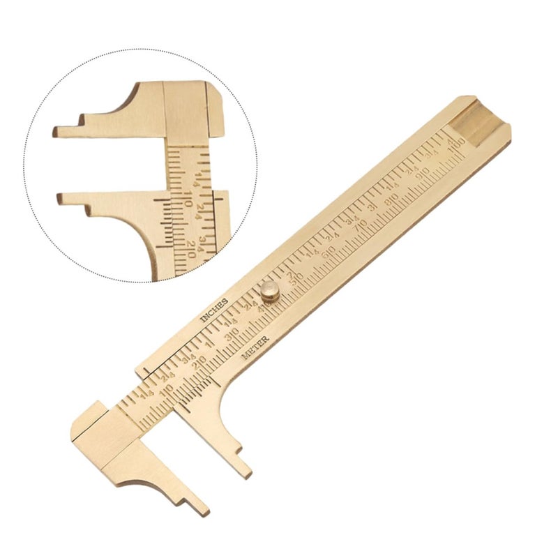 Brass Pocket Caliper Dual Scale Vernier Ruler Manual Measuring Tool for Jewelry Craft - Image 4