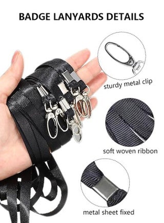 25 Pcs, Lanyards with Swivel Hook Clips for Name Tag or ID Badges, Neck Lanyard Strap for Office Worker, Student, Teacher Black - view 2