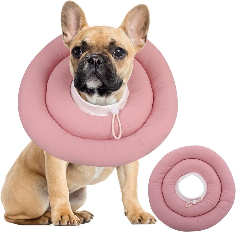 IDOMIK Dog Recovery Collar, Waterproof Soft Dog Cone After Surgery, Comfy Protective Elizabethan Collar Alternative for Dogs Cats, Adjustable Pet Neck Donut Cone Anti-Licking Biting Wounds,Pink,S - Image 1