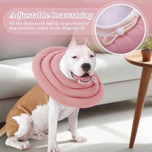 IDOMIK Dog Recovery Collar, Waterproof Soft Dog Cone After Surgery, Comfy Protective Elizabethan Collar Alternative for Dogs Cats, Adjustable Pet Neck Donut Cone Anti-Licking Biting Wounds,Pink,S - Image 4
