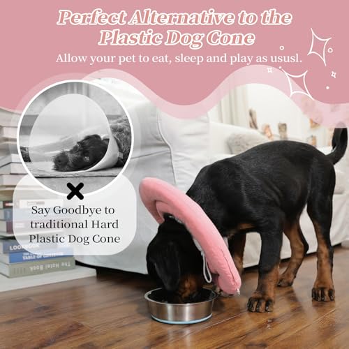 IDOMIK Dog Recovery Collar, Waterproof Soft Dog Cone After Surgery, Comfy Protective Elizabethan Collar Alternative for Dogs Cats, Adjustable Pet Neck Donut Cone Anti-Licking Biting Wounds,Pink,S - Image 3