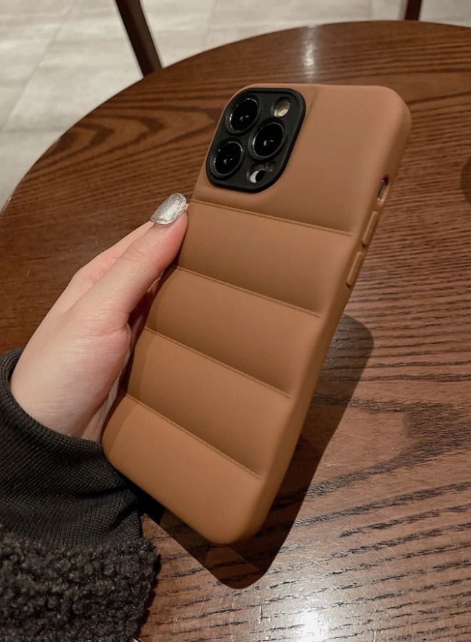 VR CREATIVE Brown Puffer Jacket Case (Matte) for Apple Iphone 14 Pro - Image 3