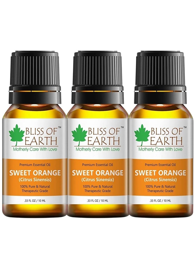 BLISS OF EARTH 100% Pure SWEET ORANGE Essential Oil 10 ML Bottle Pack of 3  - Image 1